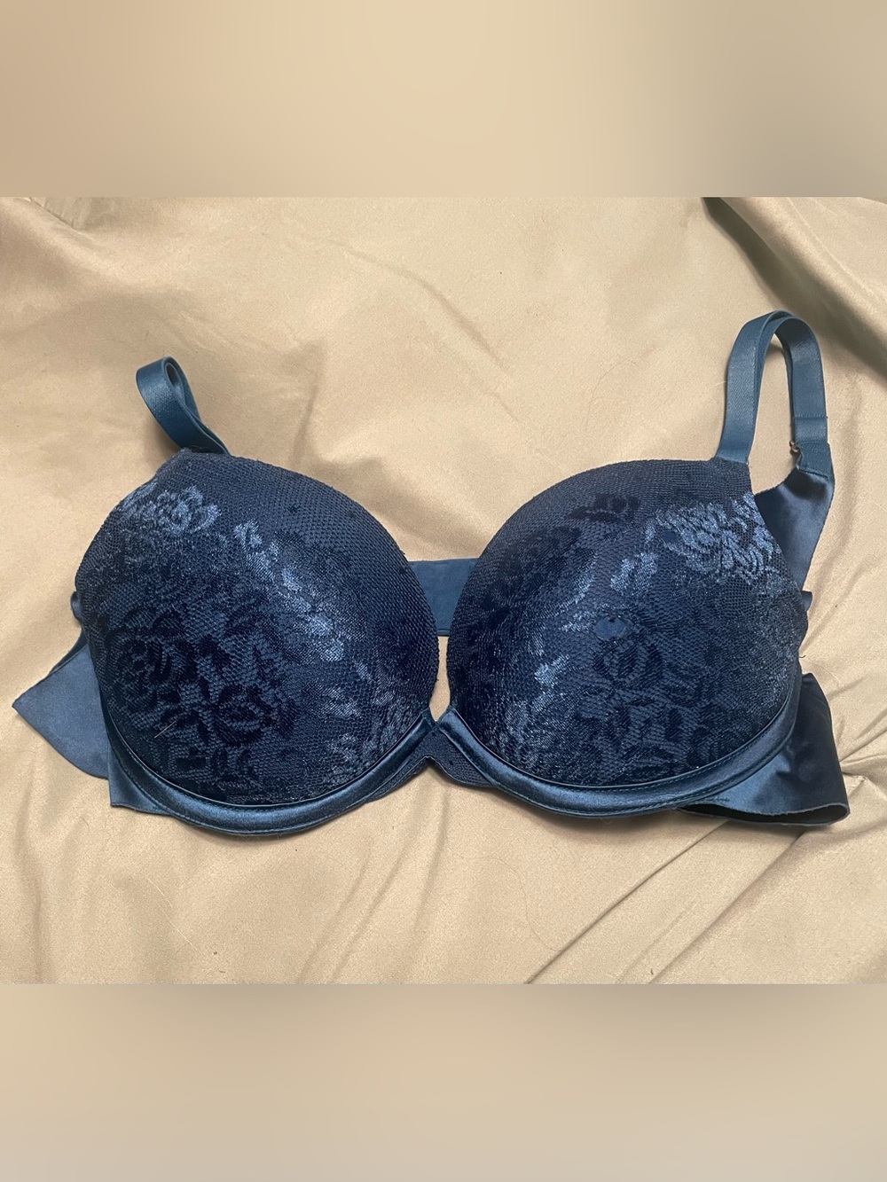 Navy Floral Lace Push-Up Bra